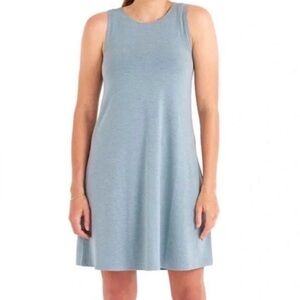 Free Fly Bamboo Flex Dress Light Blue Sleeveless Swing Dress Outdoor Medium